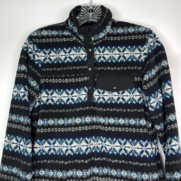 Eddie Bauer Blue Black 1/4 Zip Fleece Pullover Sweatshirt Small - Picture 2 of 9